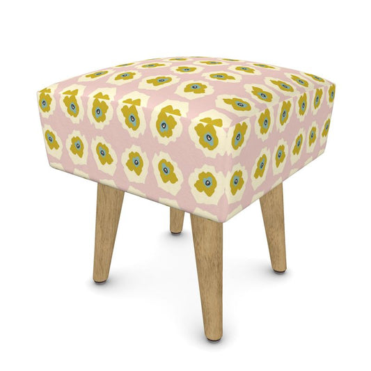 Fresh Cut Footstool: Round, Square, or Hexagon in Strawberry Chiffon