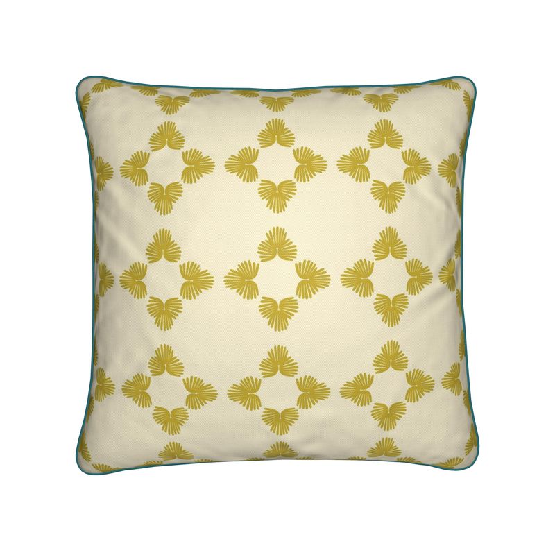 Fanned Fauna Cushion in Vanilla Bean