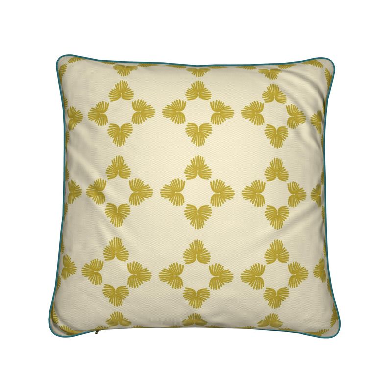 Fanned Fauna Cushion in Vanilla Bean