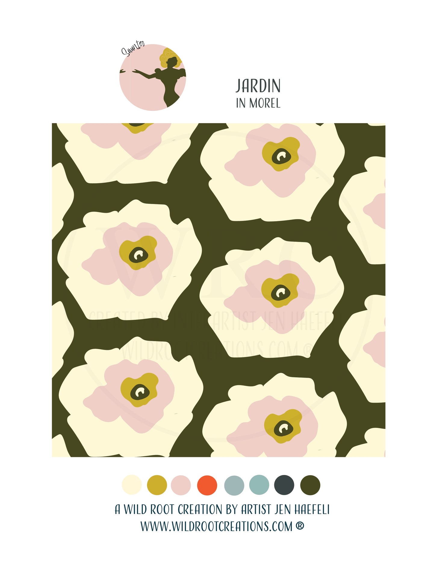 Saunter: Jardin in Morel Repeat Pattern