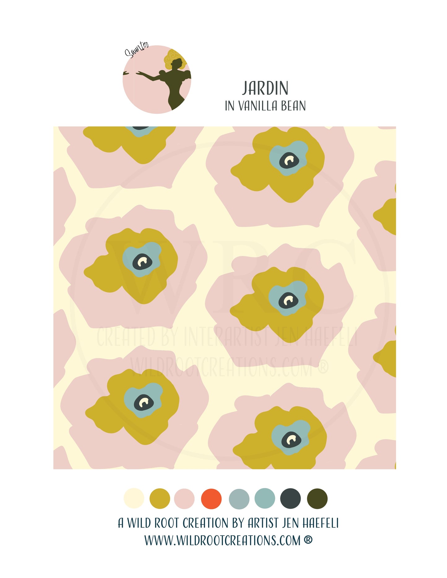 Saunter: Jardin in Vanilla Bean Repeat Pattern