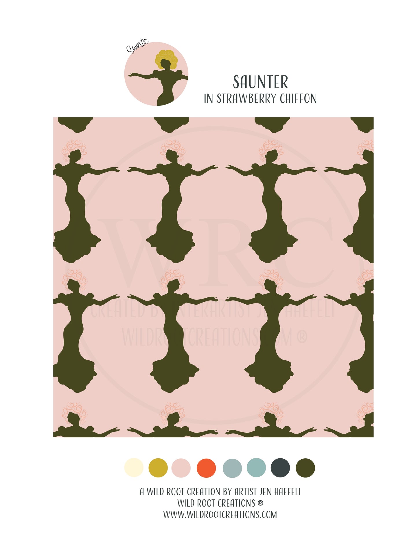 Saunter: Saunter in Strawberry Chiffon Repeat Pattern