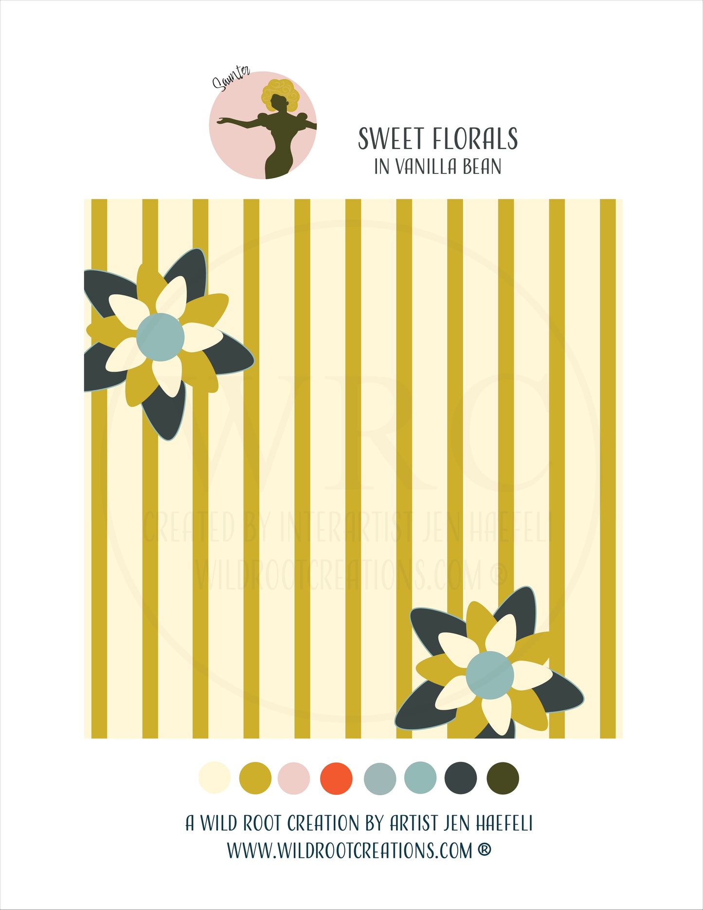 Saunter: Sweet Florals in Vanilla Bean Repeat Pattern